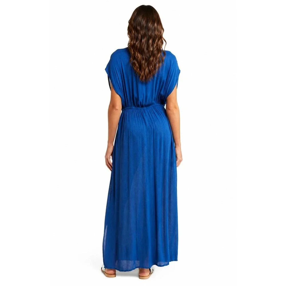 ANTHROPOLOGIE ELAN‎ Women's New Maxi Dress XS Blue Double Slit N-RG5014